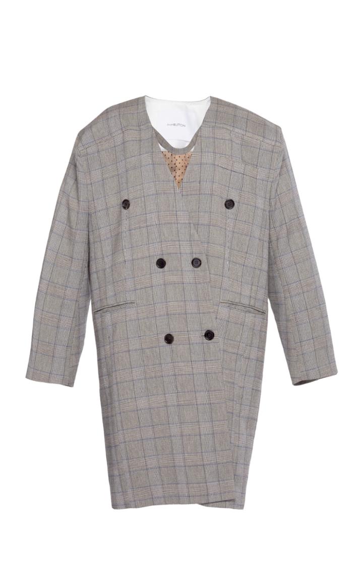 Pushbutton Oversized Cotton-blend Jacket