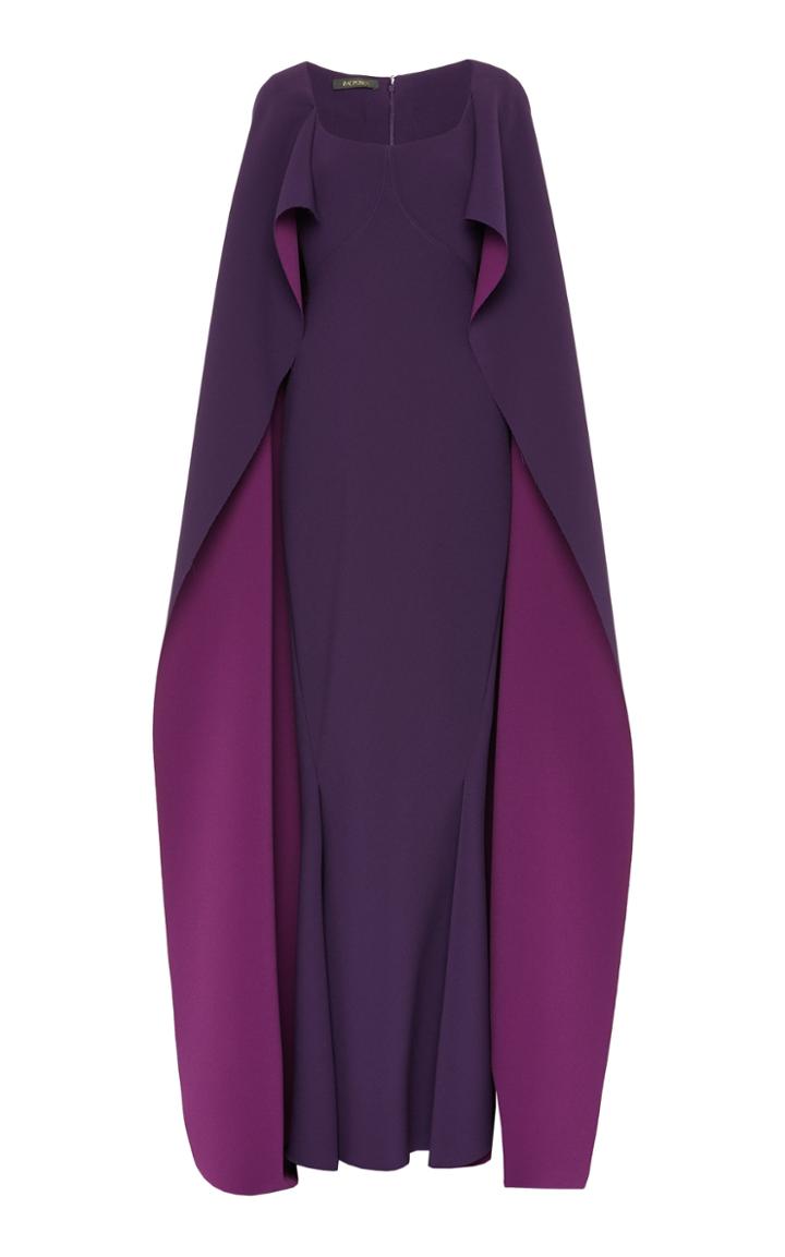 Zac Posen Cape-effect Crepe Gown
