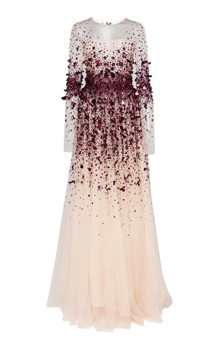 Pamella Roland Crystal Embellished Tulle Gown