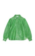 Moda Operandi Ganni Lamb Leather Button-up Shirt