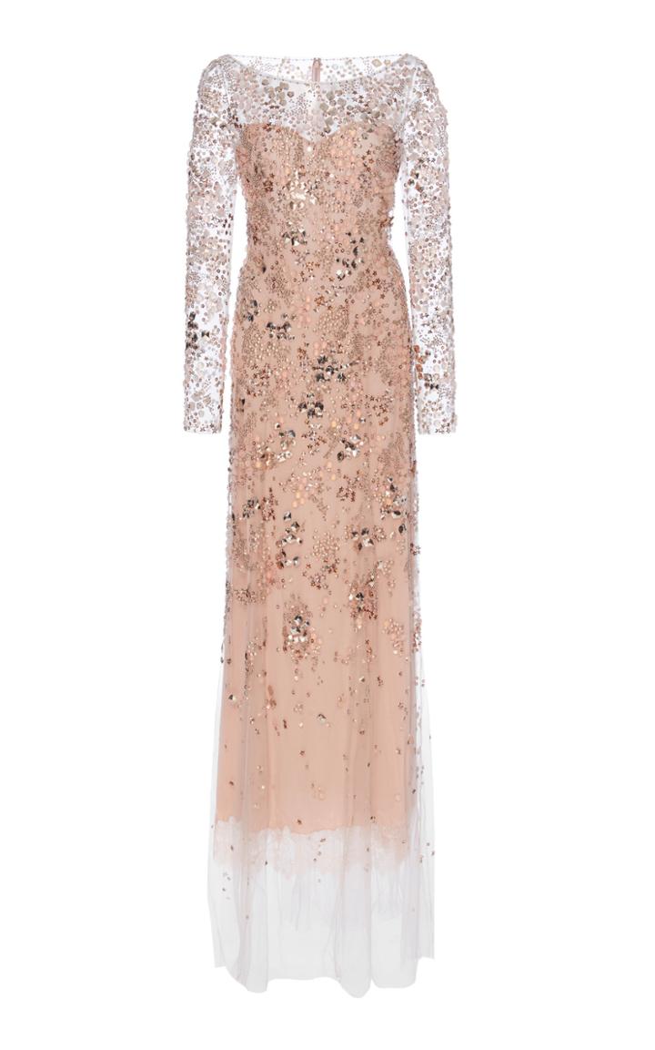 Jenny Packham Comet Embellished Long Sleeve Dress