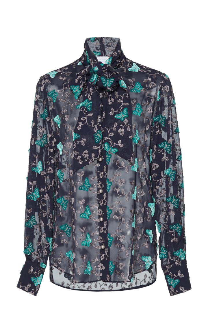 Luisa Beccaria Embroidered Georgette Blouse