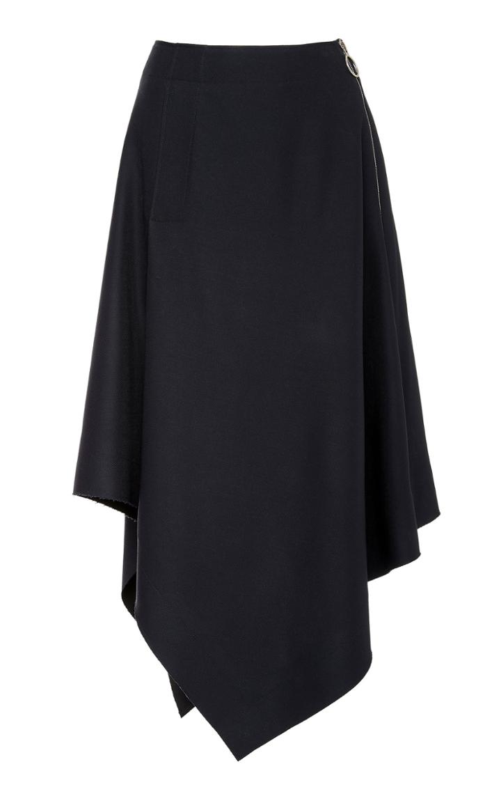 Cdric Charlier Asymmetric Wool Midi Skirt