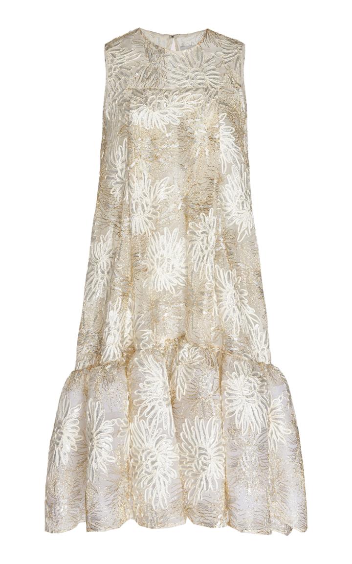 Huishan Zhang Jodie Sleeveless Drop Waist Flounce Midi Dress