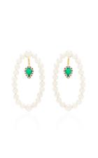 Jemma Wynne 18k Gold And Pearl Front Back Hoops With Emeralds