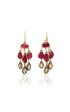 Judy Geib One-of-a-kind Ruby And Herkimer Diamond Chandelier Earrings