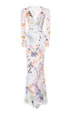 Zuhair Murad Bead Embroidered Long Sleeve Gown