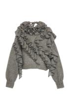 Alberta Ferretti Superkid Ruffled Knit Mohair Blend Sweater