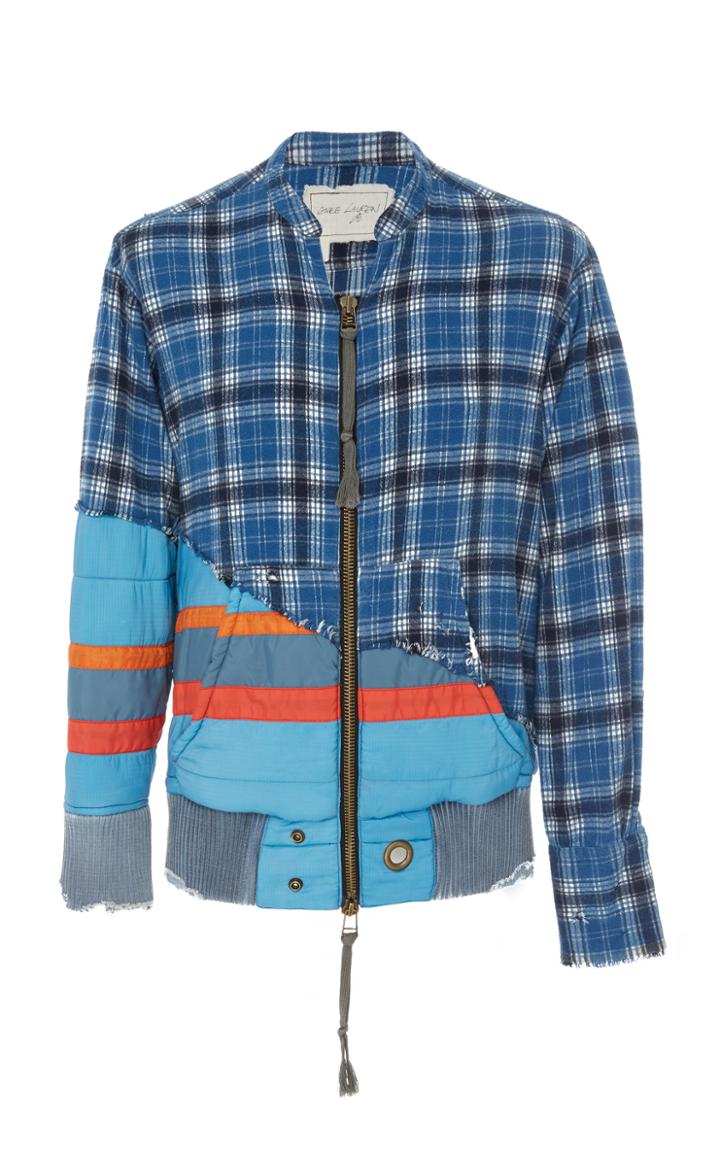 Greg Lauren Plaid Nylon Zip Jacket