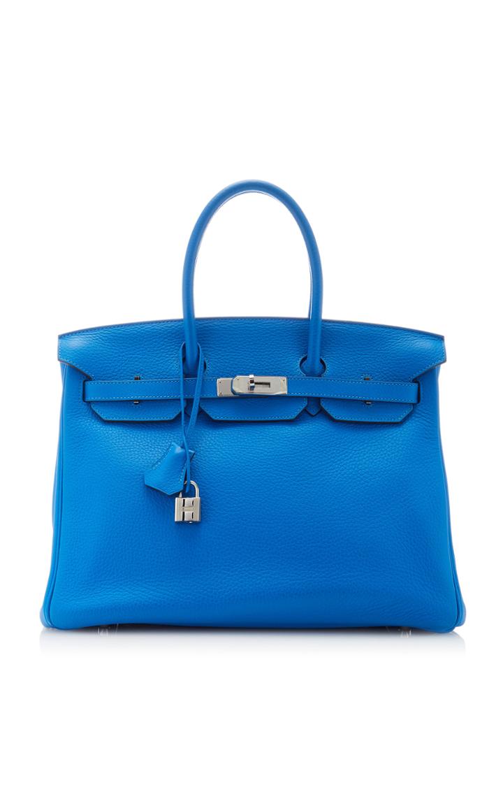 Herms Vintage By Heritage Auctions Herms 35cm Blue Zanzibar Clemence Leather Birkin Bag