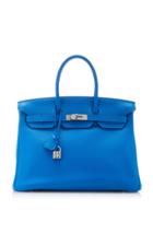 Herms Vintage By Heritage Auctions Herms 35cm Blue Zanzibar Clemence Leather Birkin Bag