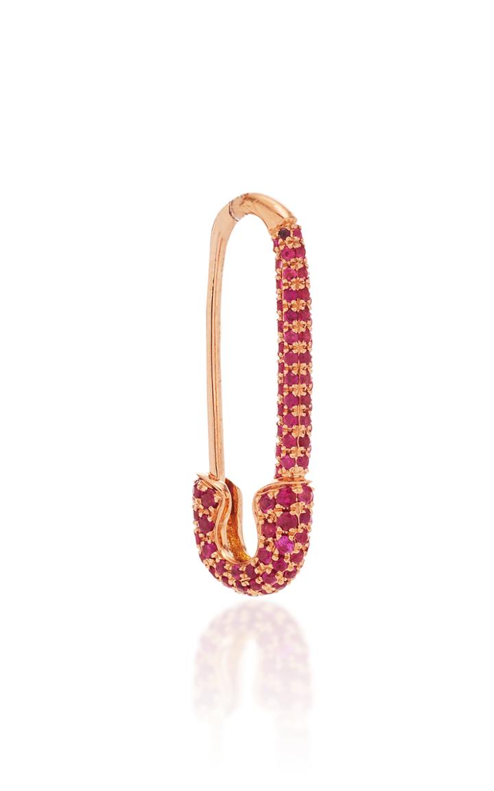 Anita Ko Safety Pin 18k Rose Gold Ruby Single Earring