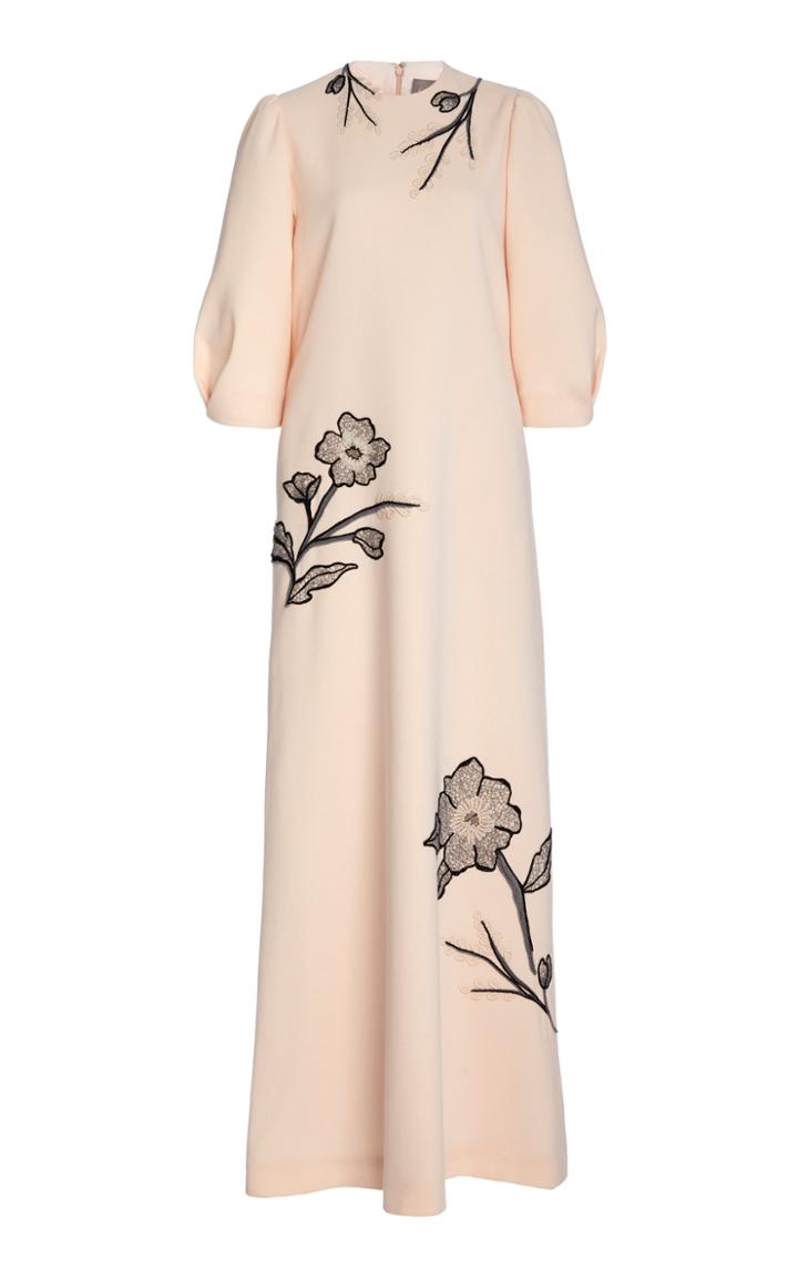 Moda Operandi Lela Rose Floral-embroidered Maxi Dress