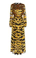 Adam Lippes Tiger Embossed Burnout Velvet Midi Dress