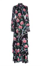 Andrew Gn Tiered Floral-print Silk Maxi Dress