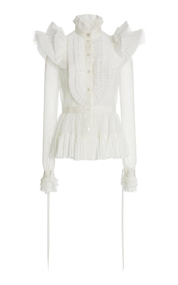 Moda Operandi Unttld Valeria Ruffle-trimmed Mesh Tuxedo Shirt