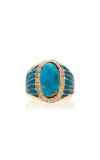 Jacquie Aiche Pave Oval Turquoise Inlay Striped Ring