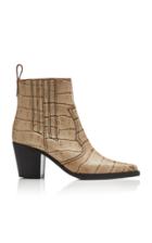 Ganni Croc-effect Leather Ankle Boots Size: 38