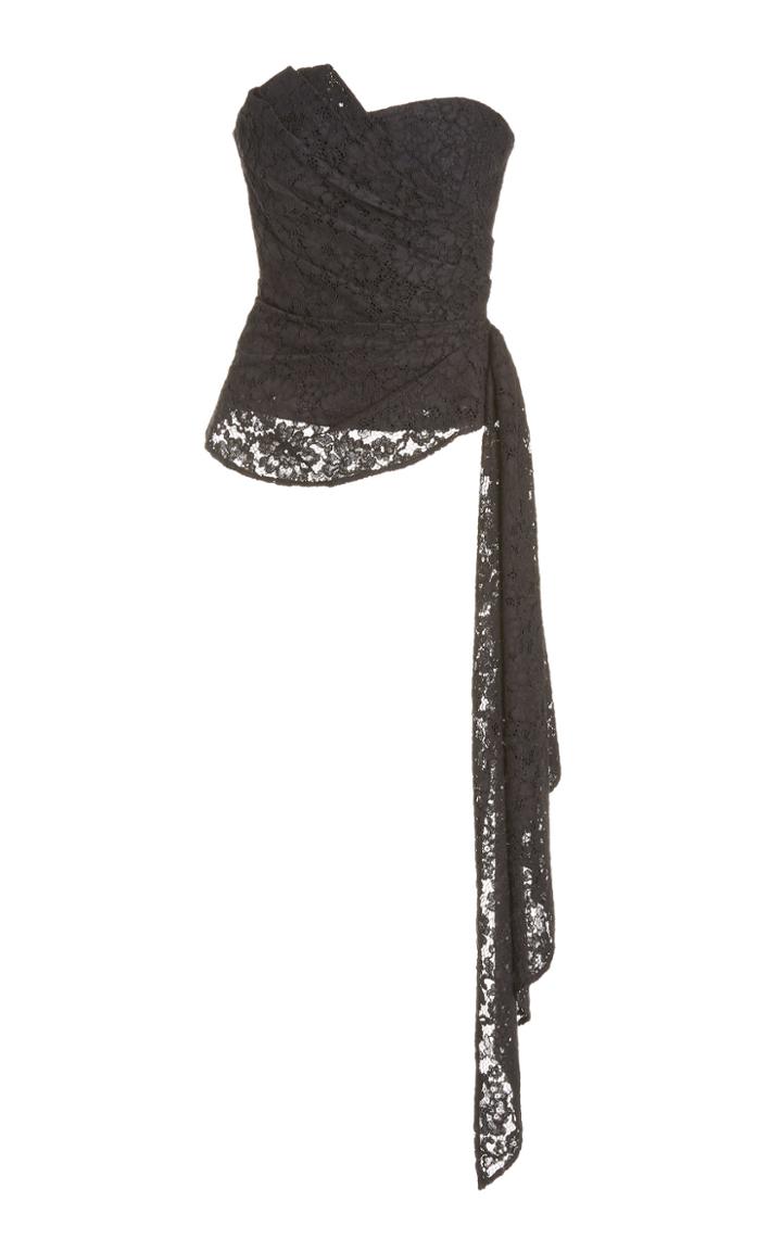 Moda Operandi Veronica Beard Selima Draped Cotton-blend Lace Strapless Top