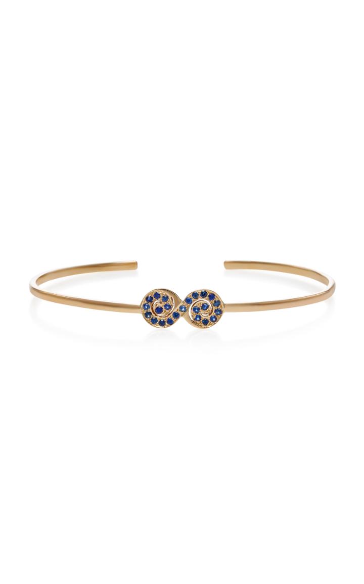 She Bee 14k Yellow Gold And Sapphire Figure 8 Cuff