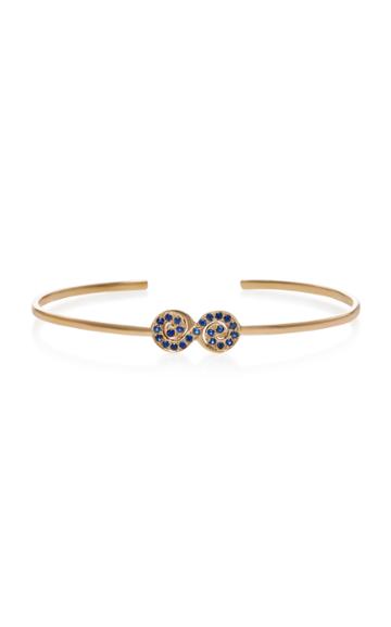 She Bee 14k Yellow Gold And Sapphire Figure 8 Cuff
