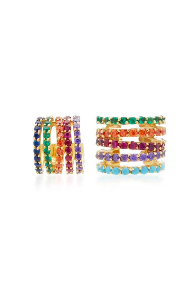 Joanna Laura Constantine Gold-plated Rainbow Crisscross Same-ear Hoop Earrings