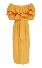 Mara Hoffman Arabella Ruffled Off-shoulder Hemp-twill Dress