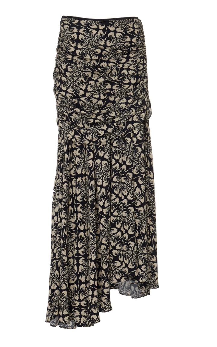 Amur Koko Ruched Asymmetrical Maxi Skirt