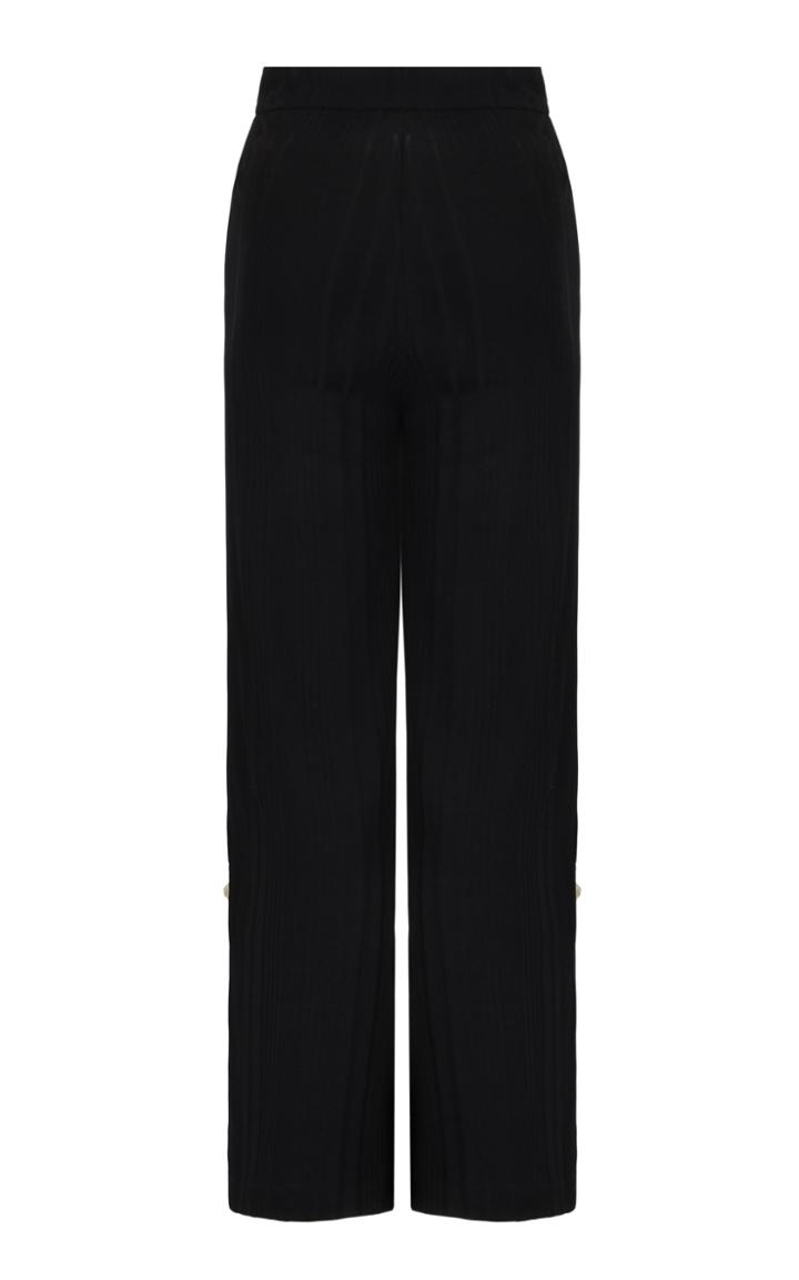 Amal Al Mulla Black Rib Knitted Straight Cut Pants With A Prehnite Stone Detailing On Both Sides