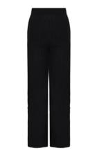 Amal Al Mulla Black Rib Knitted Straight Cut Pants With A Prehnite Stone Detailing On Both Sides