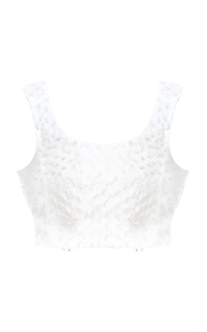 Bambah White Fuzzy Sleeveless Crop Top