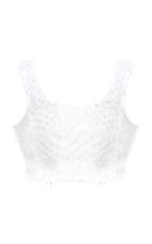 Bambah White Fuzzy Sleeveless Crop Top