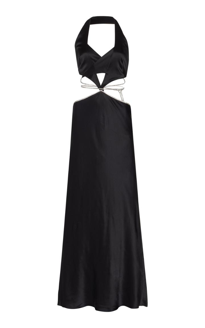 Michael Lo Sordo Alexa Cutout Crystal-embellished Satin Maxi Dress