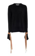 Oscar De La Renta Tie-detailed Wool And Silk-blend Sweater