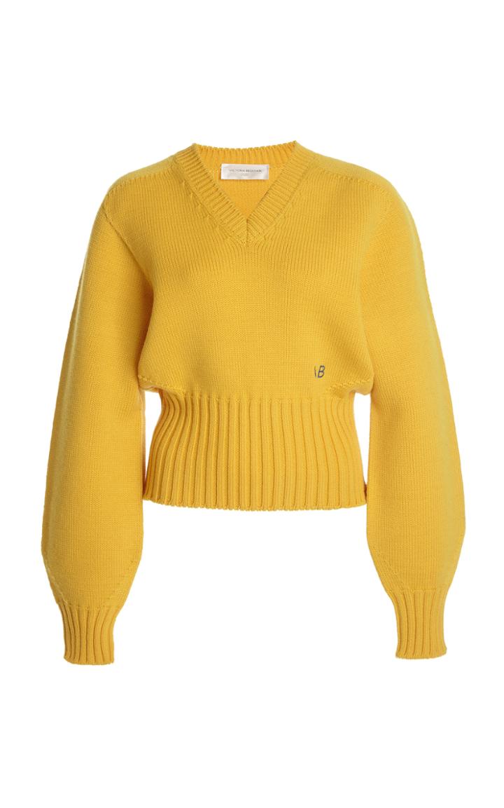 Moda Operandi Victoria Beckham Oversized Embroidered Wool-blend Sweater