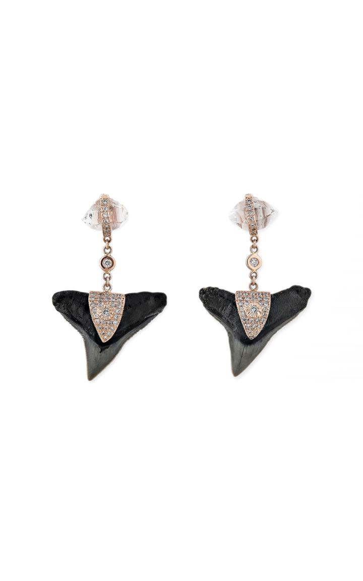 Moda Operandi Jacquie Aiche Pave Herkimer V Cap Black Shark Tooth Stud Earrings