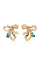 Keyamour 18k Gold Emerald And Diamond Earrings