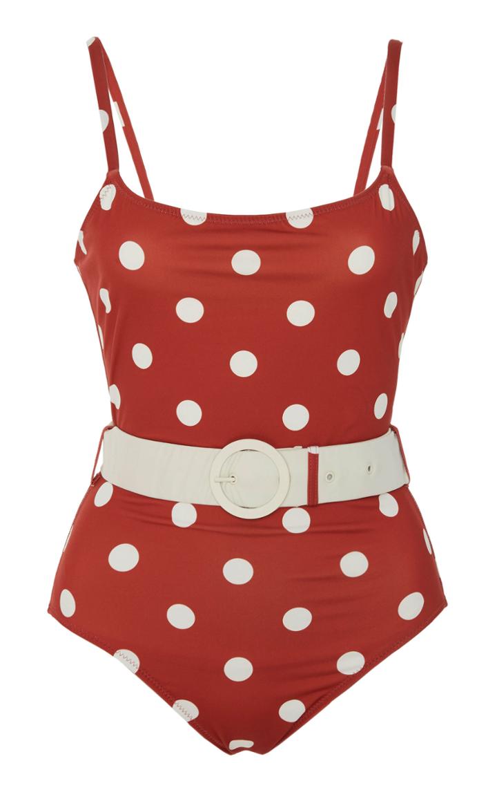 Solid & Striped Nina Belted Polka Dot One-piece Swimsuit