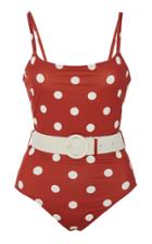 Solid & Striped Nina Belted Polka Dot One-piece Swimsuit