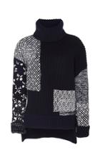 Oscar De La Renta Patchwork Wool And Cashmere Turtleneck Sweater