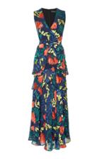 Saloni Lara Ruffled Floral-print Chiffon Maxi Dress