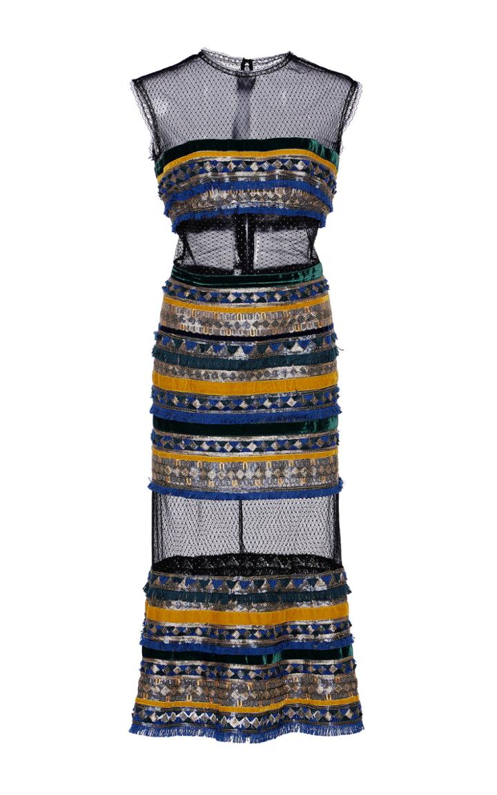Costarellos Embellished Tulle Flared Dress