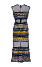 Costarellos Embellished Tulle Flared Dress