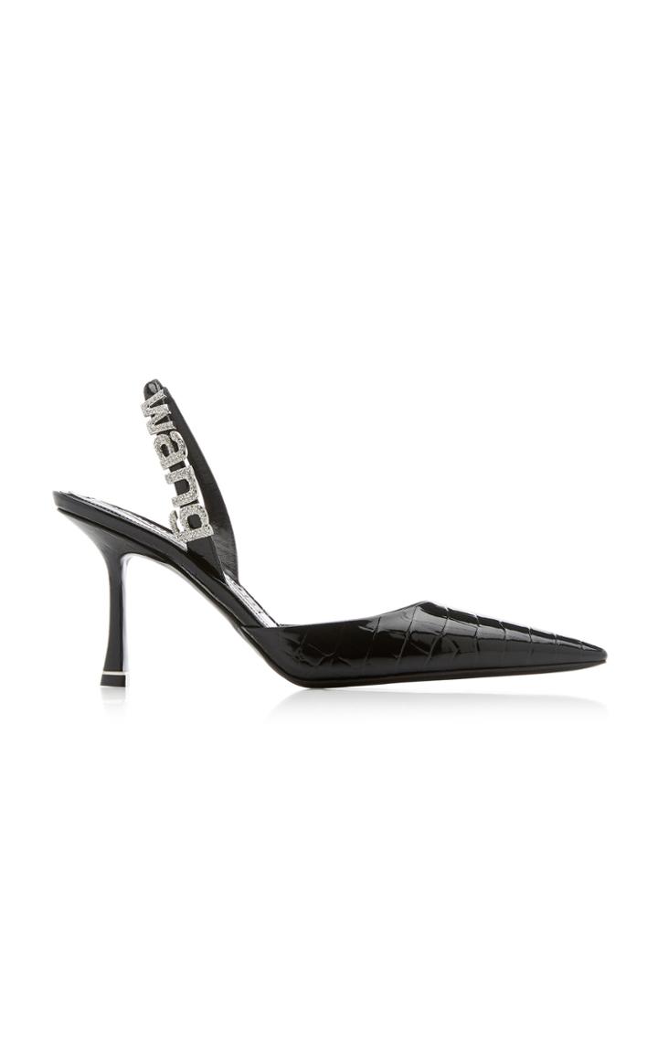 Alexander Wang Grace 8 Croc-embossed Leather Slingback Pumps