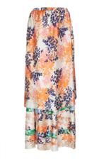 Pascal Millet Floral Satin Tiered Maxi Skirt