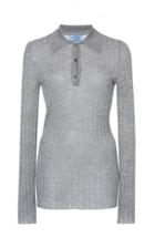 Moda Operandi Prada Ribbed Button-detailed Cashmere Silk Top Size: 36