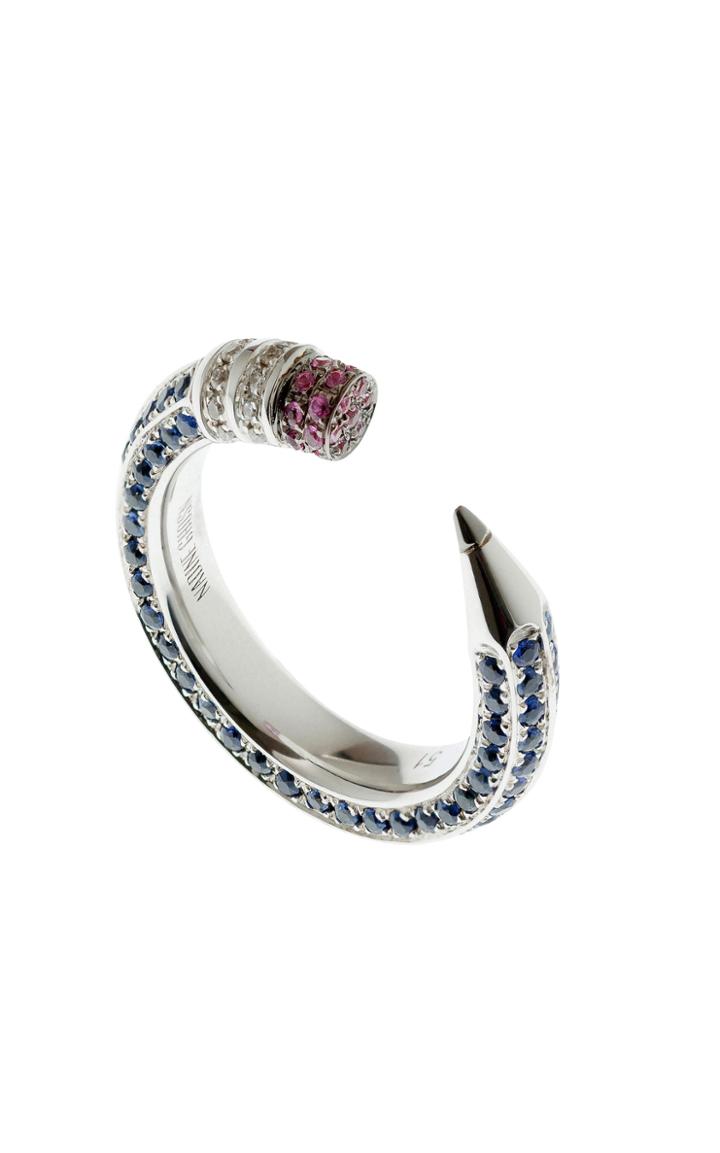 Moda Operandi Nadine Ghosn 18k White Gold & Sapphire Pencil Ring Size: 4