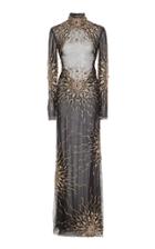 Cucculelli Shaheen Sun Medallion Crystal Open Back Gown
