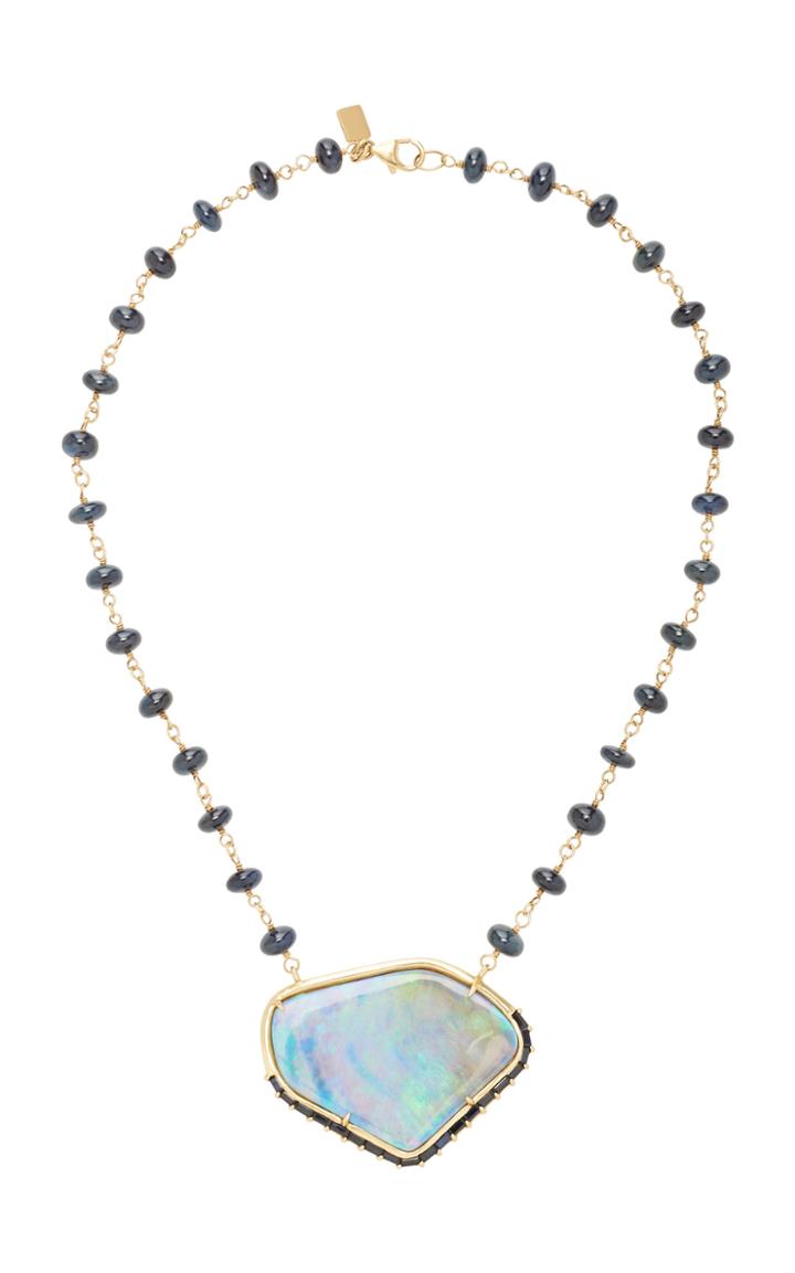 Sheryl Lowe 14k Gold, Sapphire And Opal Necklace