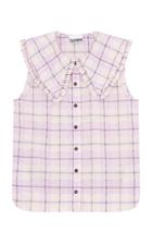 Moda Operandi Ganni Seersucker Check Sleeveless Shirt